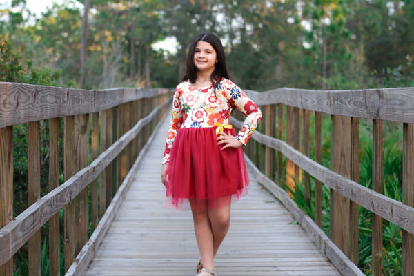 Retro Floral Tulle Dress